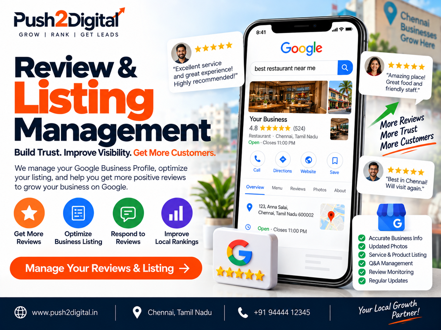 GMB management service review generation local business Chennai